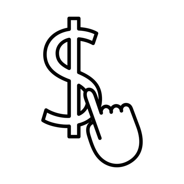 mão indexação ícone de estilo de linha símbolo dólar
 - Vetor, Imagem