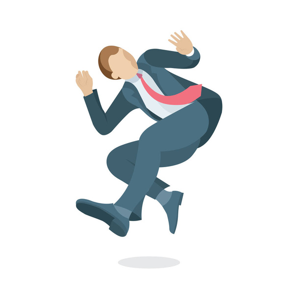 Man in is falling down. Male flies down. Failing young man character. Flat style vector illustration. Failure concept illustration. Part of set. - Vector, Image