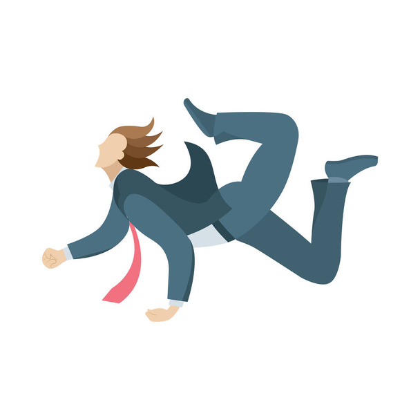 Businessman in is falling down. Man in corporate suit flies down. Failing businessman character. Flat style design vector illustration. Failure concept illustration. Part of set. - Vector, Image