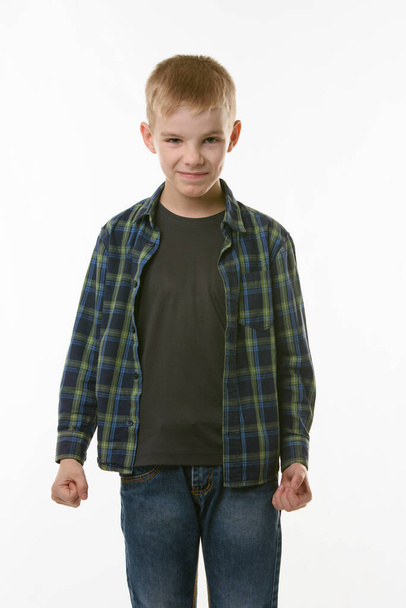 Portrait of an evil boy of ten years - Foto, Imagem