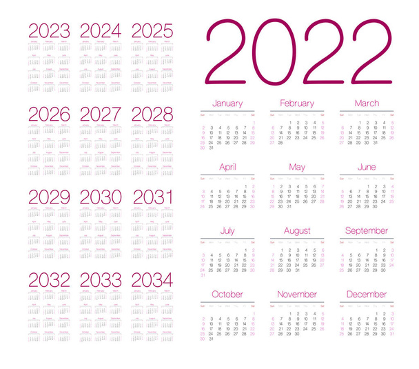 2032 year vintage calendar weeks start on sunday Vector Image