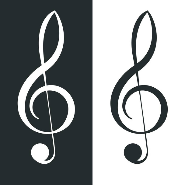 Clef triple. Symbole classique de notation musicale G-clef. Illustration vectorielle icône musicale. - Vecteur, image