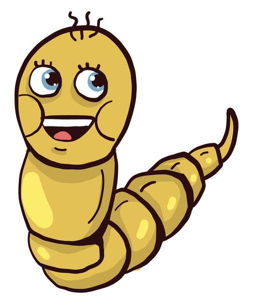Happy smile worm, illustration, vector on white background - Vector, Image