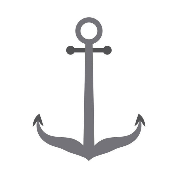 nyári utazás és nyaralás horgony tengeri hajózási lapos stílusú elszigetelt ikon - Vektor, kép