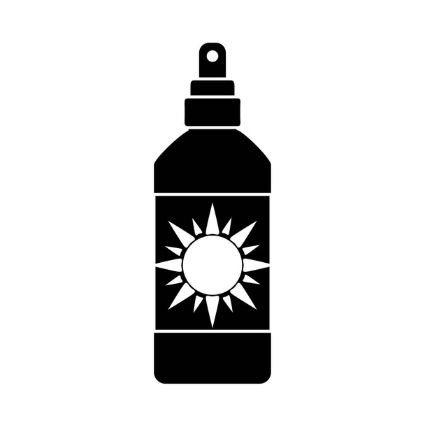 summer travel and vacation sunblock cosmetic bottle in silhouette style isolated icon - Vector, Image