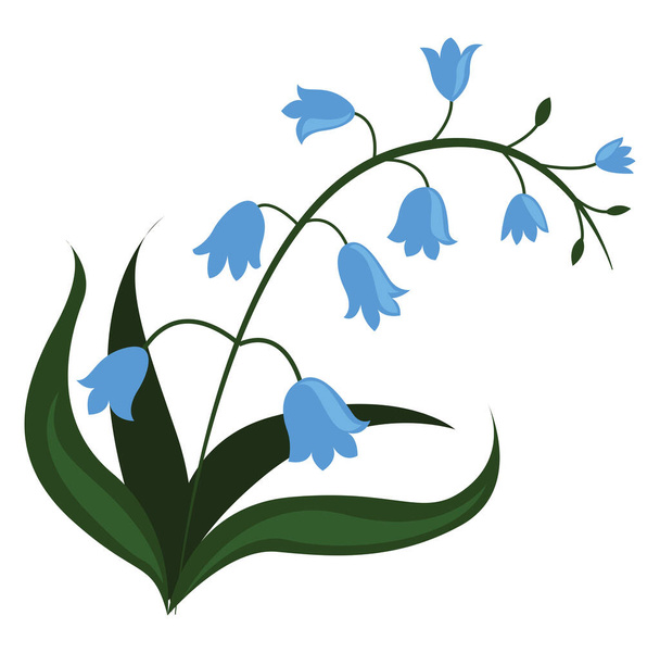 Blue flower, illustration, vector on white background - Vector, afbeelding