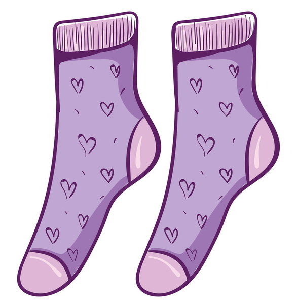 Фиолетовые носки, иллюстрация, вектор на белом фоне
 - Вектор,изображение