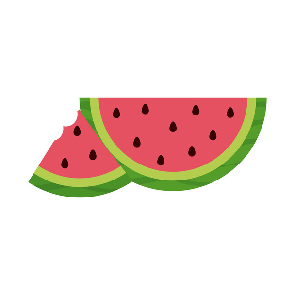 meloun meloun ovoce tropické čerstvé v plochém stylu izolované ikony - Vektor, obrázek