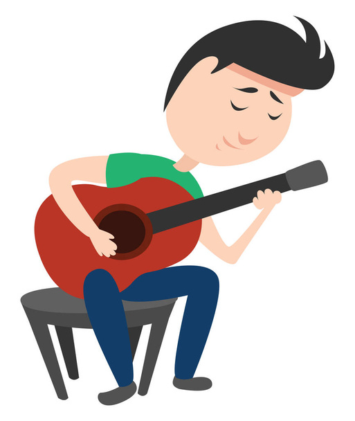 Человек играет на гитаре, иллюстрация, вектор на белом фоне
 - Вектор,изображение