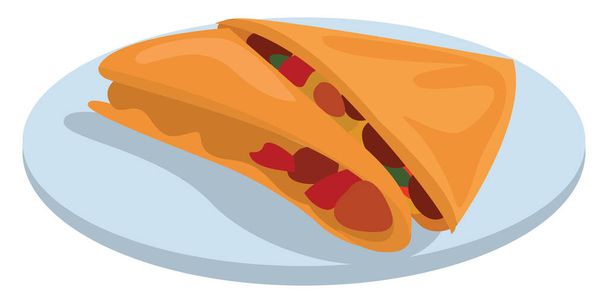 Quesadilla food, illustration, vector on white background - Vector, Image