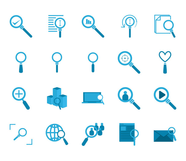 searching lupes flat style icon set vector design - Vector, Image