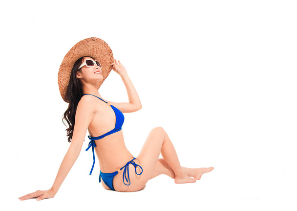 Giovane bella donna in costume da bagno bikini, isolato su bianco - Foto, immagini