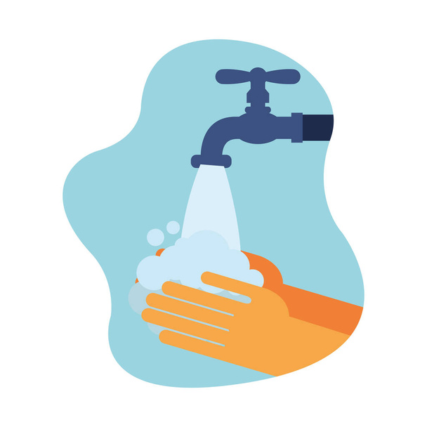 lavage des mains sous l'eau robinet conception vectorielle - Vecteur, image