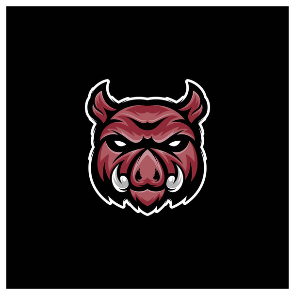 Boar Esport gaming mascot logo template Vector. Modern Head Boar Logo Vector - Vektör, Görsel
