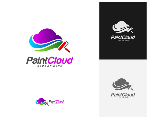 Cloud paint logo design vector, Creative paint cloud logo template, Icon symbol - Vektör, Görsel