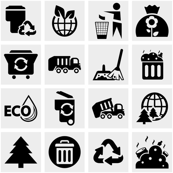 Icone vettoriali della spazzatura impostate su grigio
 - Vettoriali, immagini