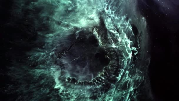 Yeşil dış uzay nebulası arkaplanı - Video, Çekim