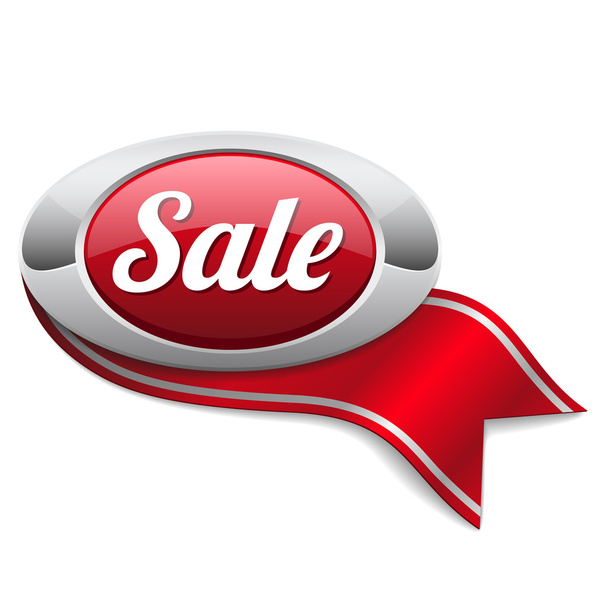 Red round sale button - Vector, Image