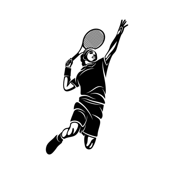 Modelo estilizado do vetor do logotipo do jogador de tênis, símbolo da ilustração, projeto da silhueta
 - Vetor, Imagem