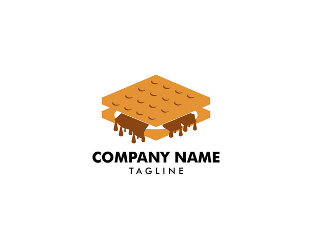 S'more graham cracker, chocolate, and marshmallow logo template design - Vector, Image