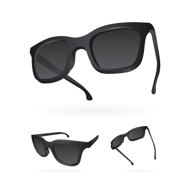 Sunglasses. Realistic vector sunglasses set. Sunglasses vector illustration collection. Modern and fashion dark sunglasses. Fashion accessory. Part of set.  - Vector, Image
