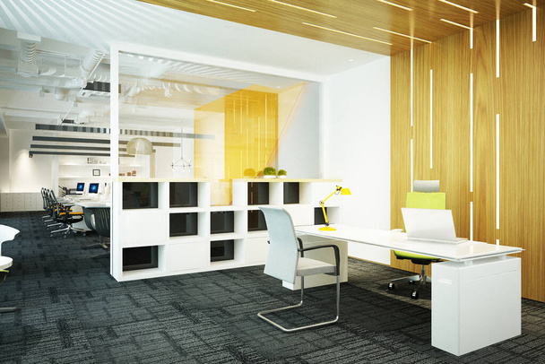 Renderização 3D interior de escritório moderno
  - Foto, Imagem