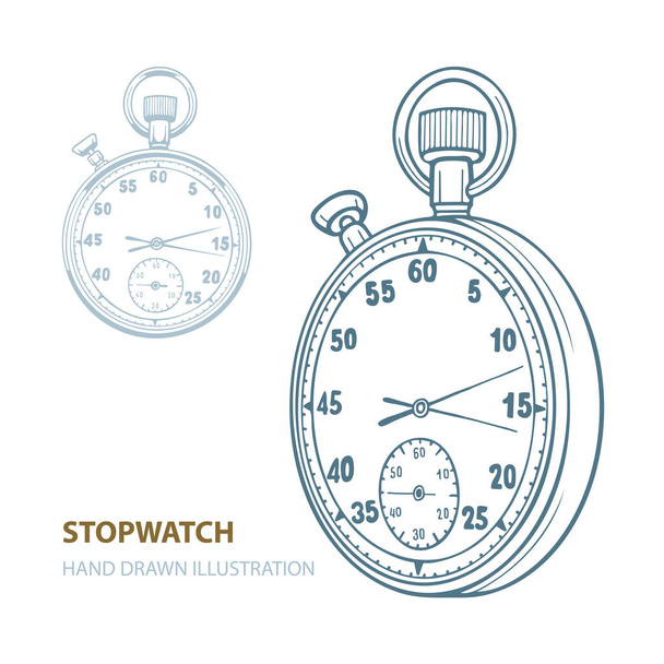 Megállóóra. Stopwatch kézzel rajzolt vektor illusztráció elszigetelt fehér háttér. Stopwatch rajzok. A készlet része. - Vektor, kép