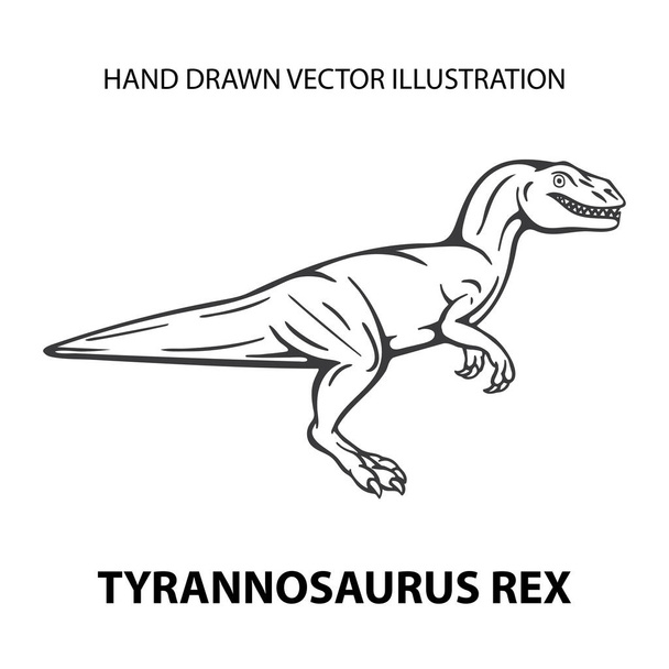 Dinosaurio. Tiranosaurio enojado rex. Ilustración de vectores de dinosaurios dibujados a mano. Dibujo de tiranosaurio aislado en blanco. Parte del conjunto
. - Vector, Imagen