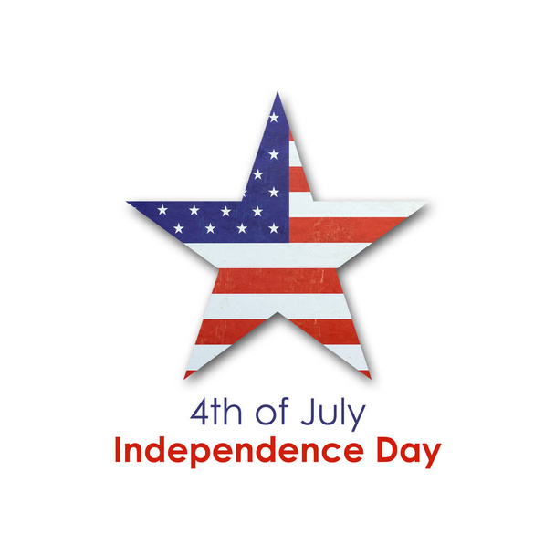 Le 4 juillet. Jour de l'indépendance arrière-plan. Étoile du drapeau américain sur fond blanc. Isolé. Contexte festif. - Photo, image