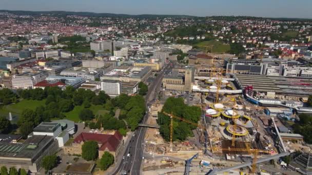 Aerial view of the city Stuttgart in Germany - Filmati, video