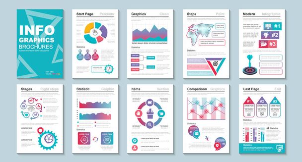Infographic brohucres data visualization vector design template. Can be used for info graphic, resume and cv, web, print, magazine, poster, flyer, brochure, annual report, marketing, advertising. - Vector, Image