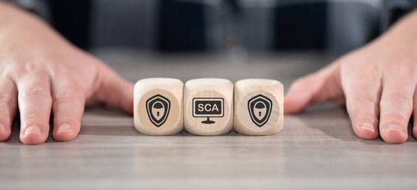Concetto di SCA con icone su cubi di legno - Foto, immagini