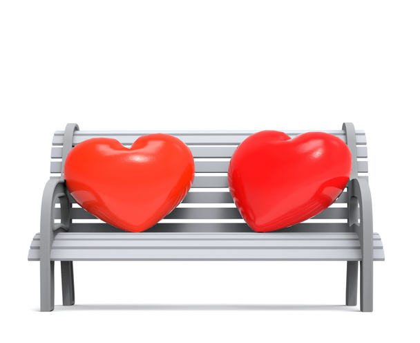 дерев'яні лавки з 2 серця - Фото, зображення