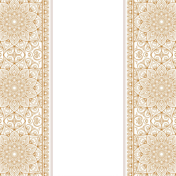 Background with vertical ornament of mandalas and an empty center for your text. - Vector, Image