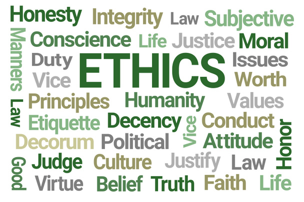 Ethics Word Cloud auf weißem Hintergrund - Foto, Bild