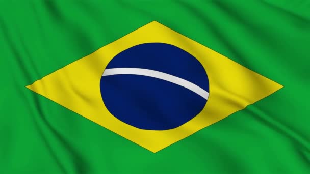 Σημαία Βραζιλίας κυματίζει στον άνεμο. Ένα υψηλής ποιότητας βίντεο 3D animation επιφάνειας υφάσματος σημαίας. - Πλάνα, βίντεο