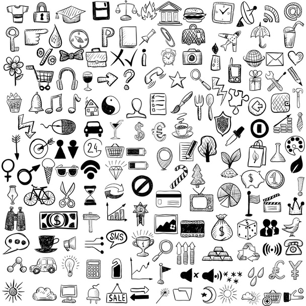 Set of sketch icons for site or mobile application - Vector, Image