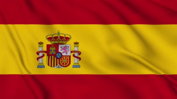 Spain flag waving in the wind. A high-quality footage of 3D flag fabric surface background animation.  - Footage, Video