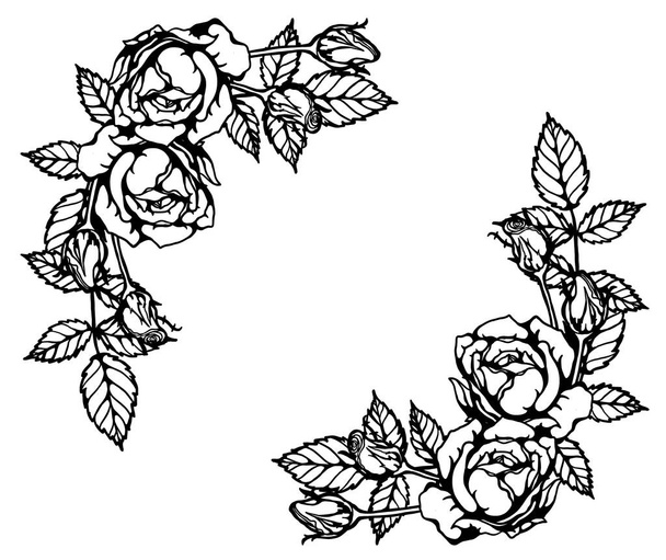 Rose vektor nastavit ručně kreslení.Krásná květina na bílém pozadí.Rose umění velmi podrobně v line art stylu - Vektor, obrázek
