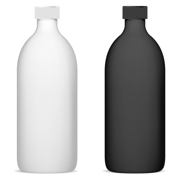 Shampoo fles set mockup. Zwart-wit cosmetische verpakking leeg. Realistische 3D schoonheid product container illustratie. Template voor buizen - Vector, afbeelding