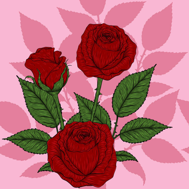 Rose patrón de dibujo a mano.Rosa rosa alto detalle para wallpaper.Flower patrón sin costuras sobre fondo vintage
. - Vector, imagen