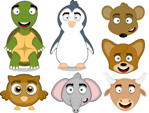 Illustrazione vettoriale di vari animali cartone animato - Vettoriali, immagini