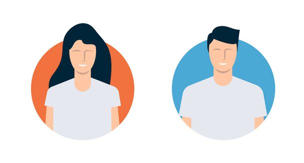 Modern avatars of man and woman. Flat design. Vector illustration - Vector, Image