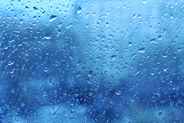 Natural water drops on window glass - Photo, Image