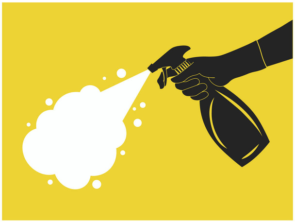 Set of Hand with hand sprayer spraying cleaning disinfecting. - Vector, Image