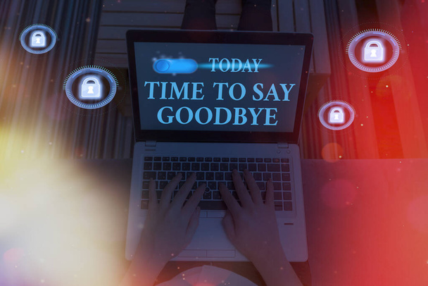 Wortschreibtext Time To Say Goodbye. Geschäftskonzept für Abschied von Sendoff. - Foto, Bild