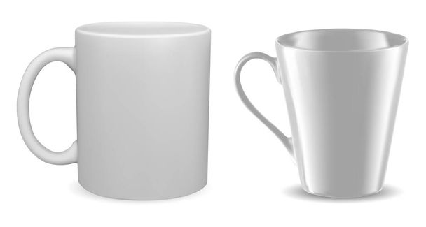 White mug mockup. Isolated vector coffee cup blank - Vecteur, image