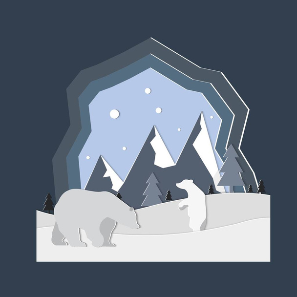Polar landscape panorama.Cold Eisberg im Ozean. Berge im Hintergrund. Vektor-Illustration - Vektor, Bild
