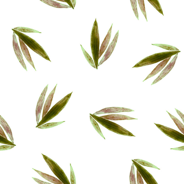 Abstract decorative seamless pattern with watercolor tropical leaves. Colorful hand drawn illustration. Hawaiian summer exotic print. - Φωτογραφία, εικόνα