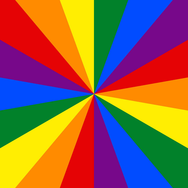 LGBTの旗。虹色の背景。概要LGBTQIプライドイベント、 LGBTプライド月間、ゲイプライドシンボルで使用するためのサンバーストまたはサンビームパターン。デザイングラフィック要素はベクターイラストとして保存されます。. - ベクター画像